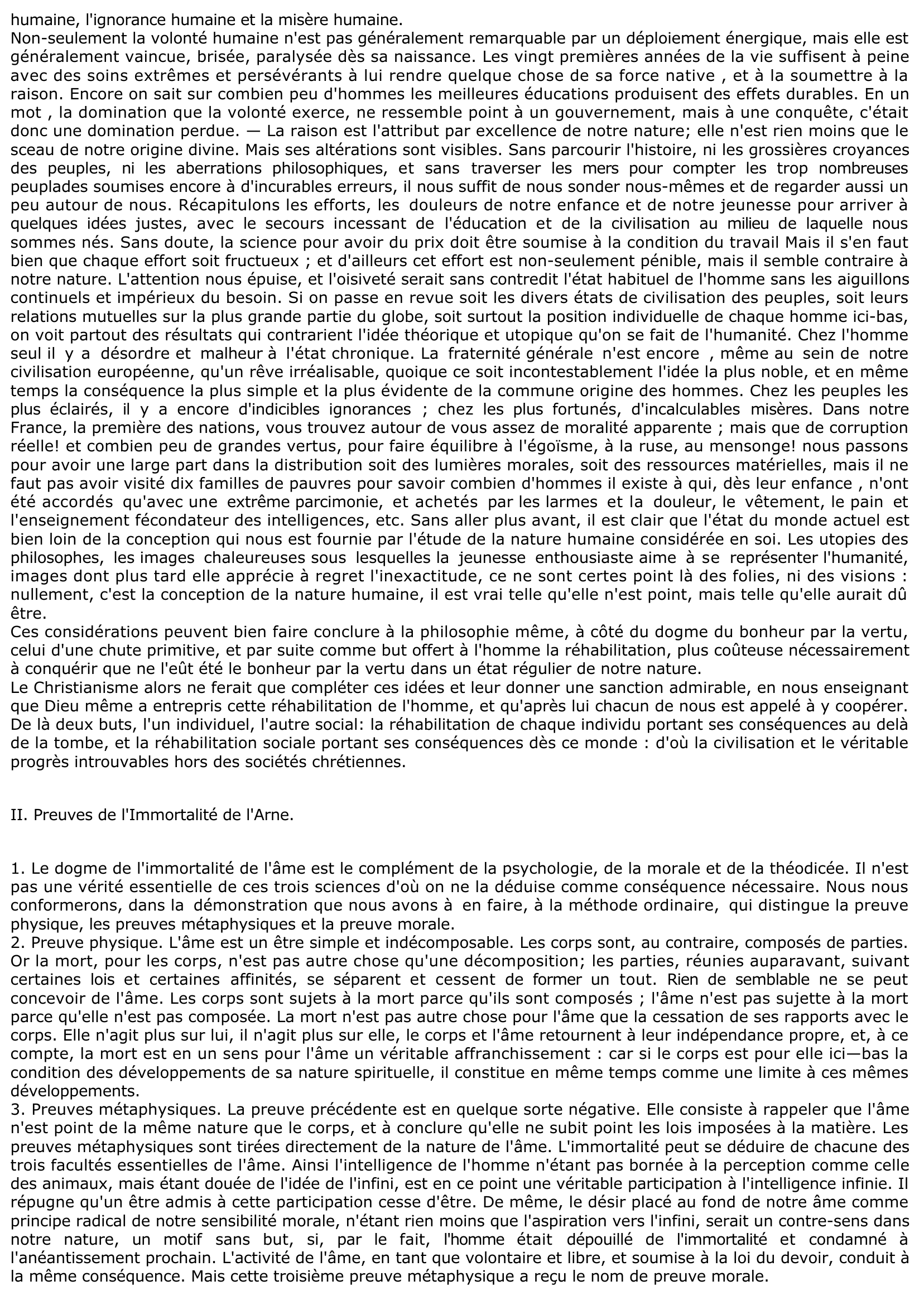 Prévisualisation du document DESTINÉE DE L'HOMME. — PREUVES DE L'IMMORTALITÉ DE L'ÂME.