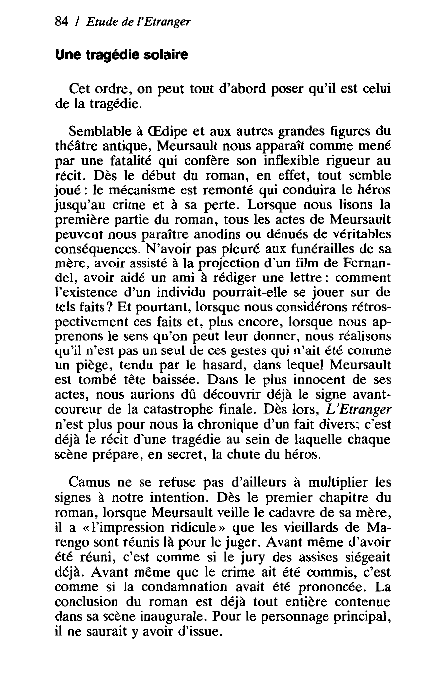 Prévisualisation du document Deuil et tragédie dans l'Etranger de Camus