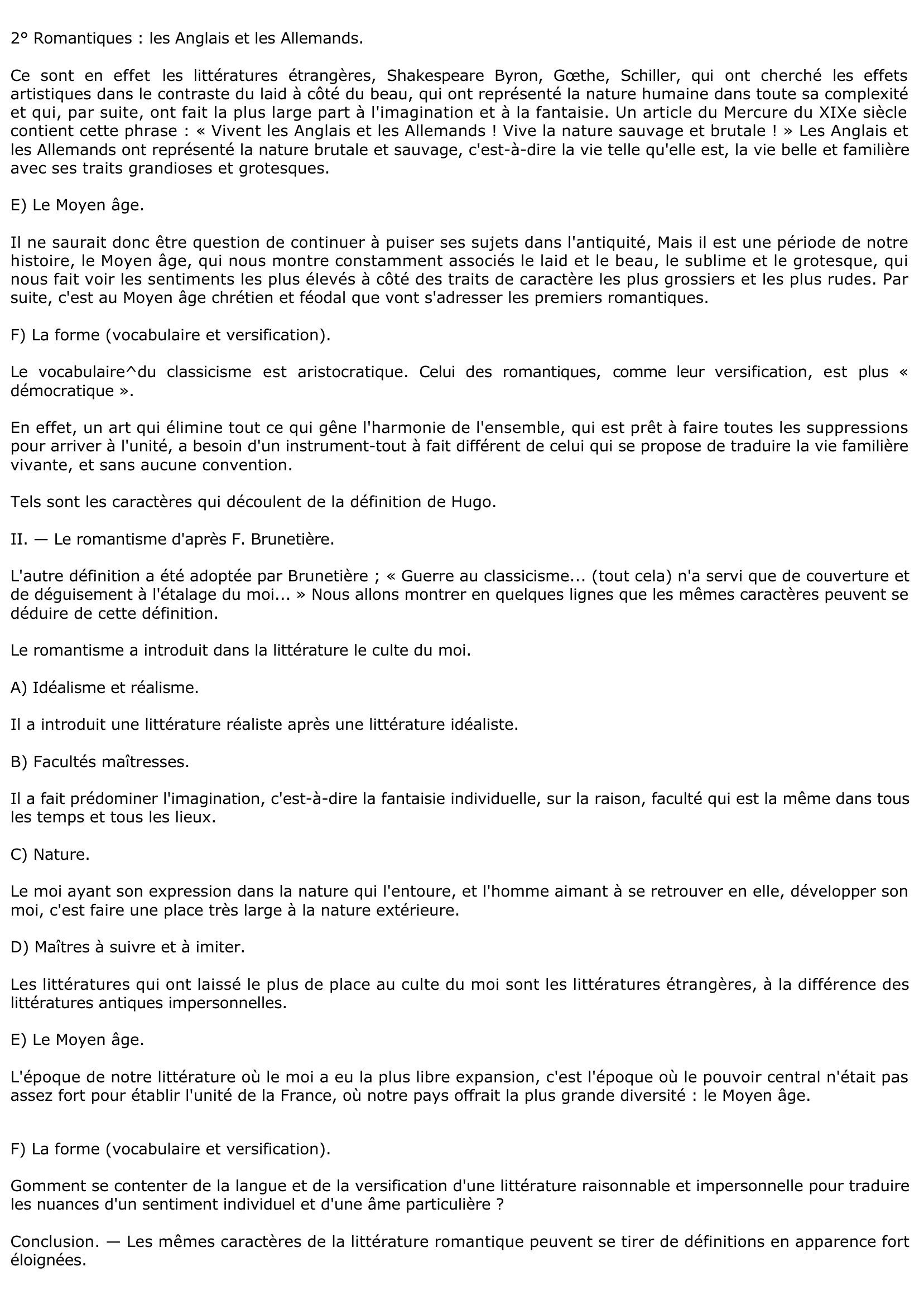 Prévisualisation du document Deux définitions du romantisme (Hugo et Brunetière).
