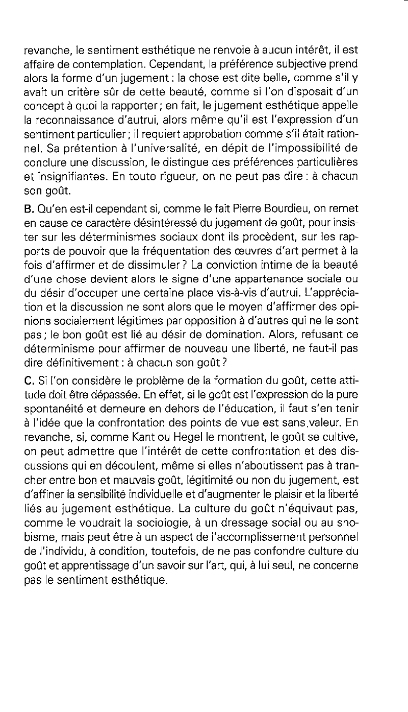 Prévisualisation du document Devant une œuvre d'art, peut-on dire :  « à chacun son goût? »