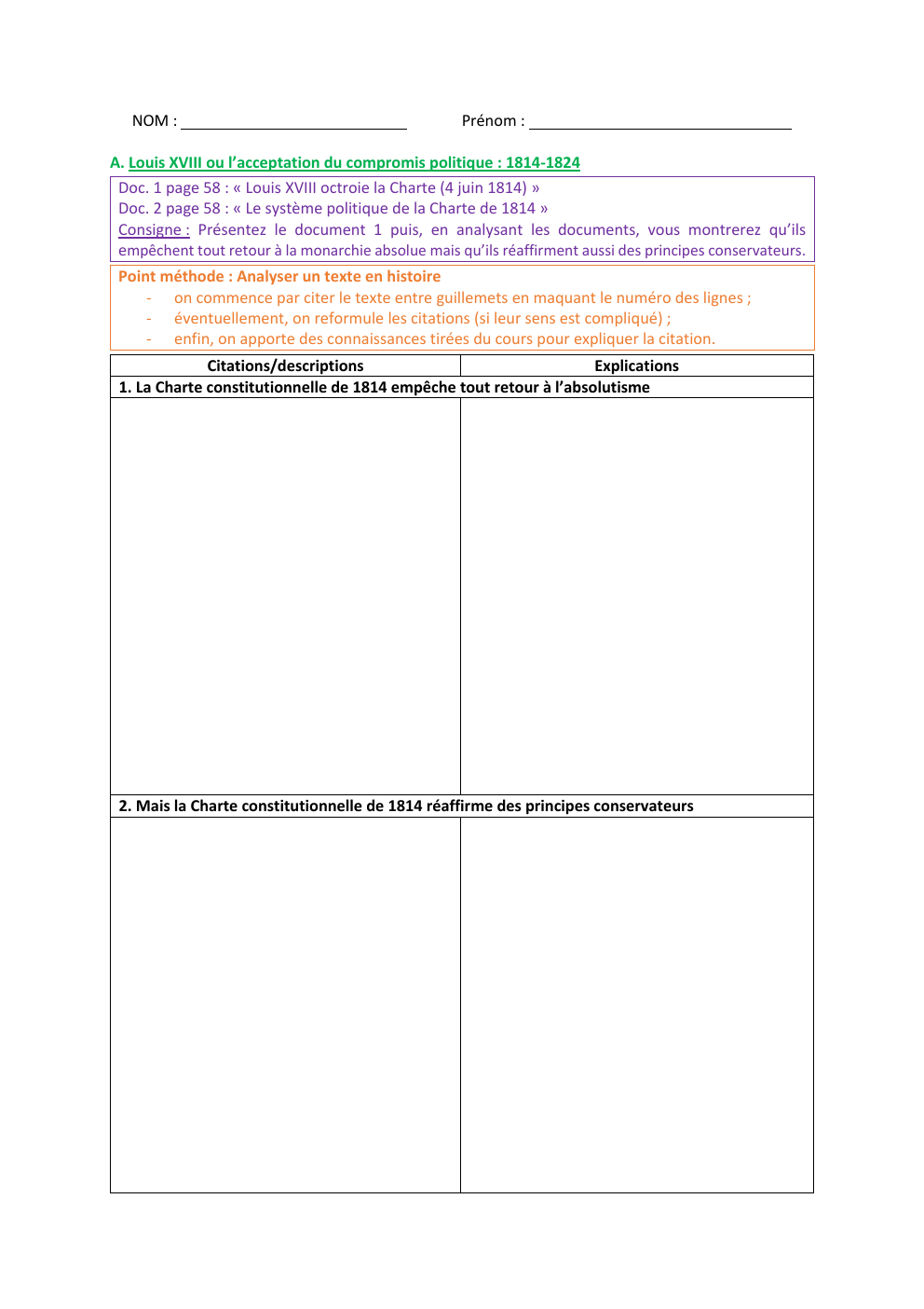 Prévisualisation du document DEVOIR MAISON : L’ANALYSE DE LA CHARTE DE 1814 ÉLÉMENTS DE CORRECTION