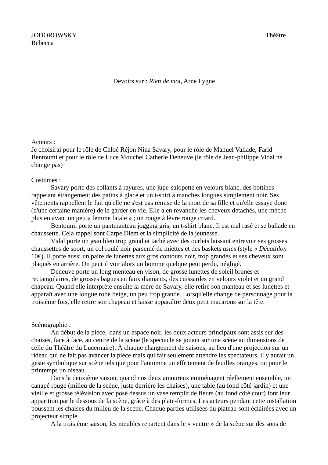 Prévisualisation du document Devoirs sur : Rien de moi , Arne Lygne