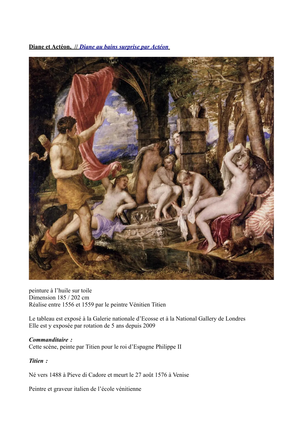 Prévisualisation du document Diane et Actéon Titien analyse