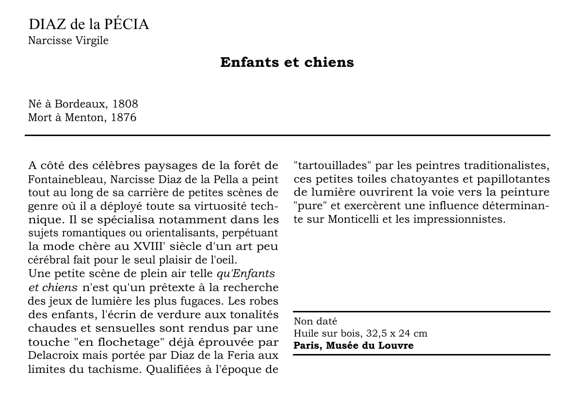 Prévisualisation du document DIAZ de la PENA Narcisse Virgile : Enfants et chiens