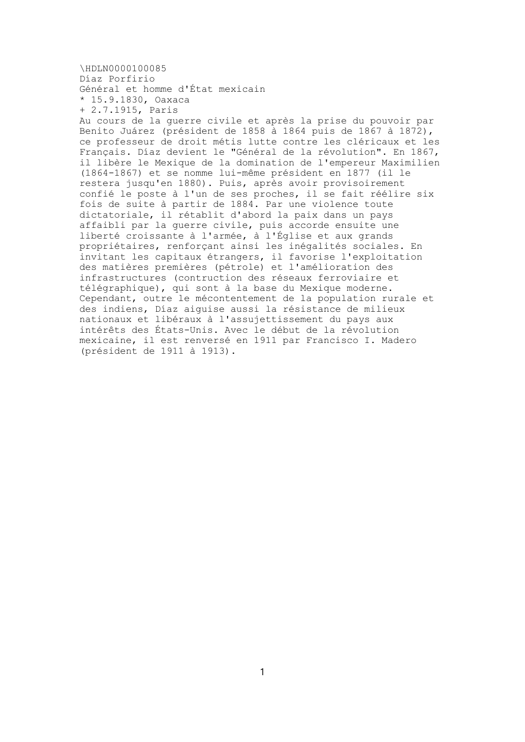 Prévisualisation du document Diaz Porfirio