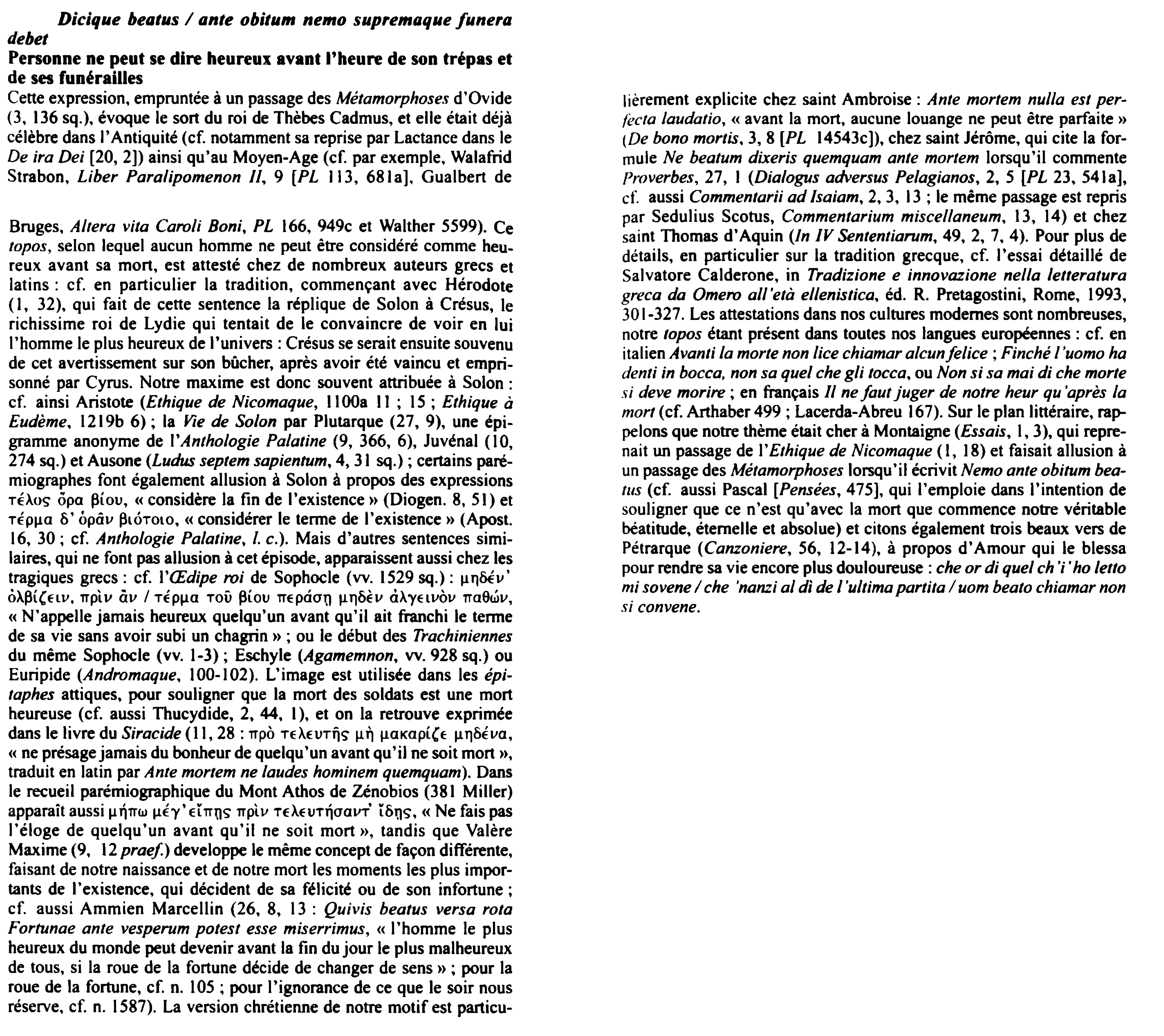 Prévisualisation du document Dicique beatus / ante obitum nemo supremaque funera debet