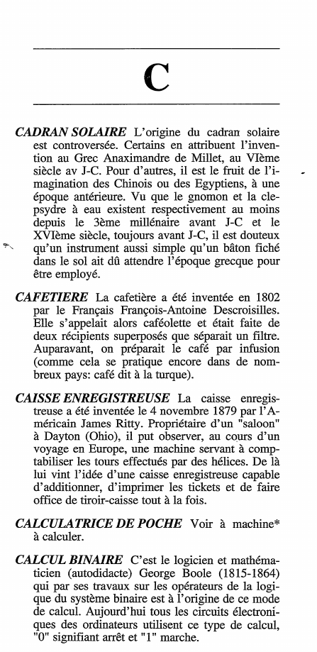 Prévisualisation du document Dictionnaire des inventions - Lettre: C
