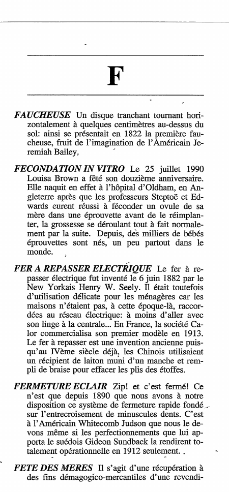 Prévisualisation du document Dictionnaire des inventions - Lettre: F