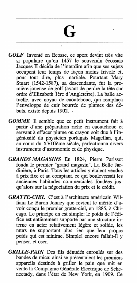 Prévisualisation du document Dictionnaire des inventions - Lettre: G