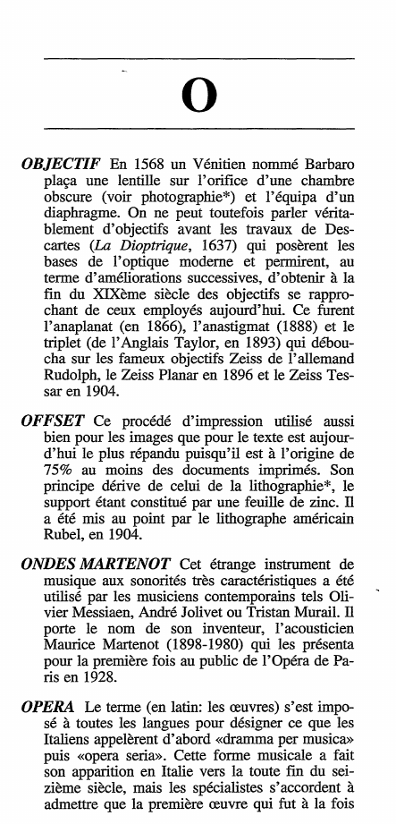 Prévisualisation du document Dictionnaire des inventions - Lettre: O
