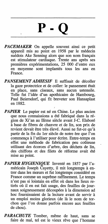 Prévisualisation du document Dictionnaire des inventions - Lettre: P - Q