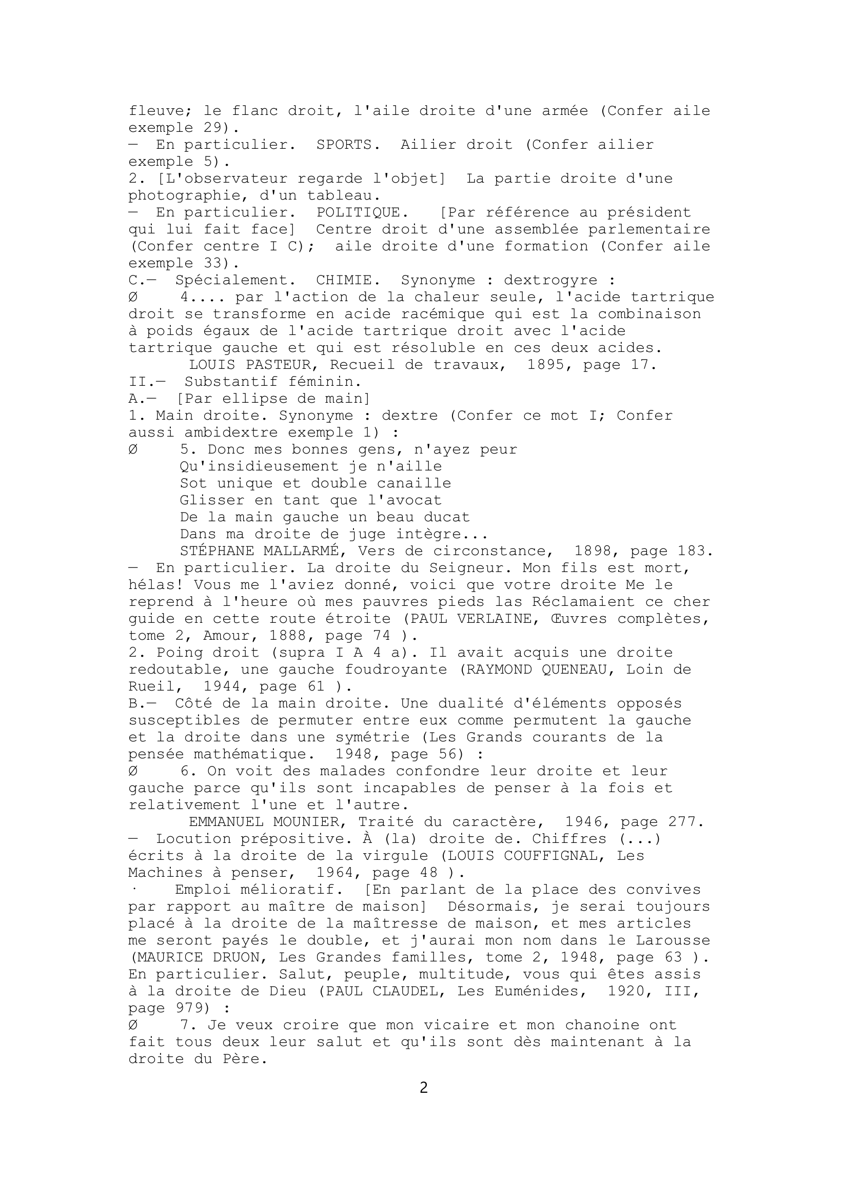 Prévisualisation du document Dictionnaire en ligne:


DROIT1, DROITE1, adjectif et substantif.