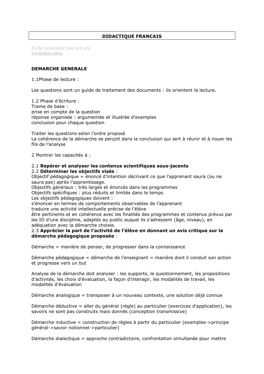 Prévisualisation du document DIDACTIQUE FRANCAISFiche construite par sylvainSylvain.