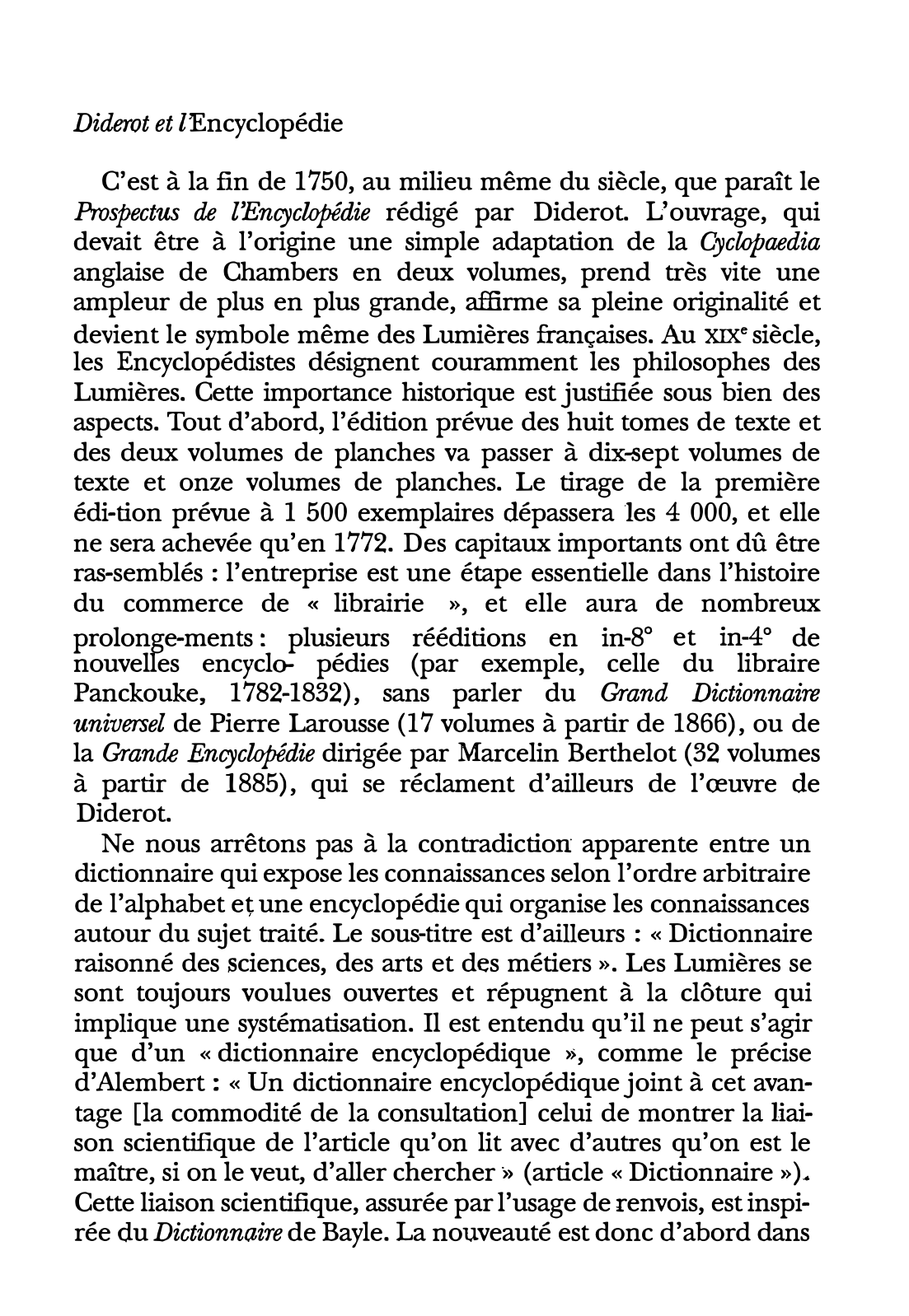 Prévisualisation du document Diderot et l'Encyclopédie (cours)