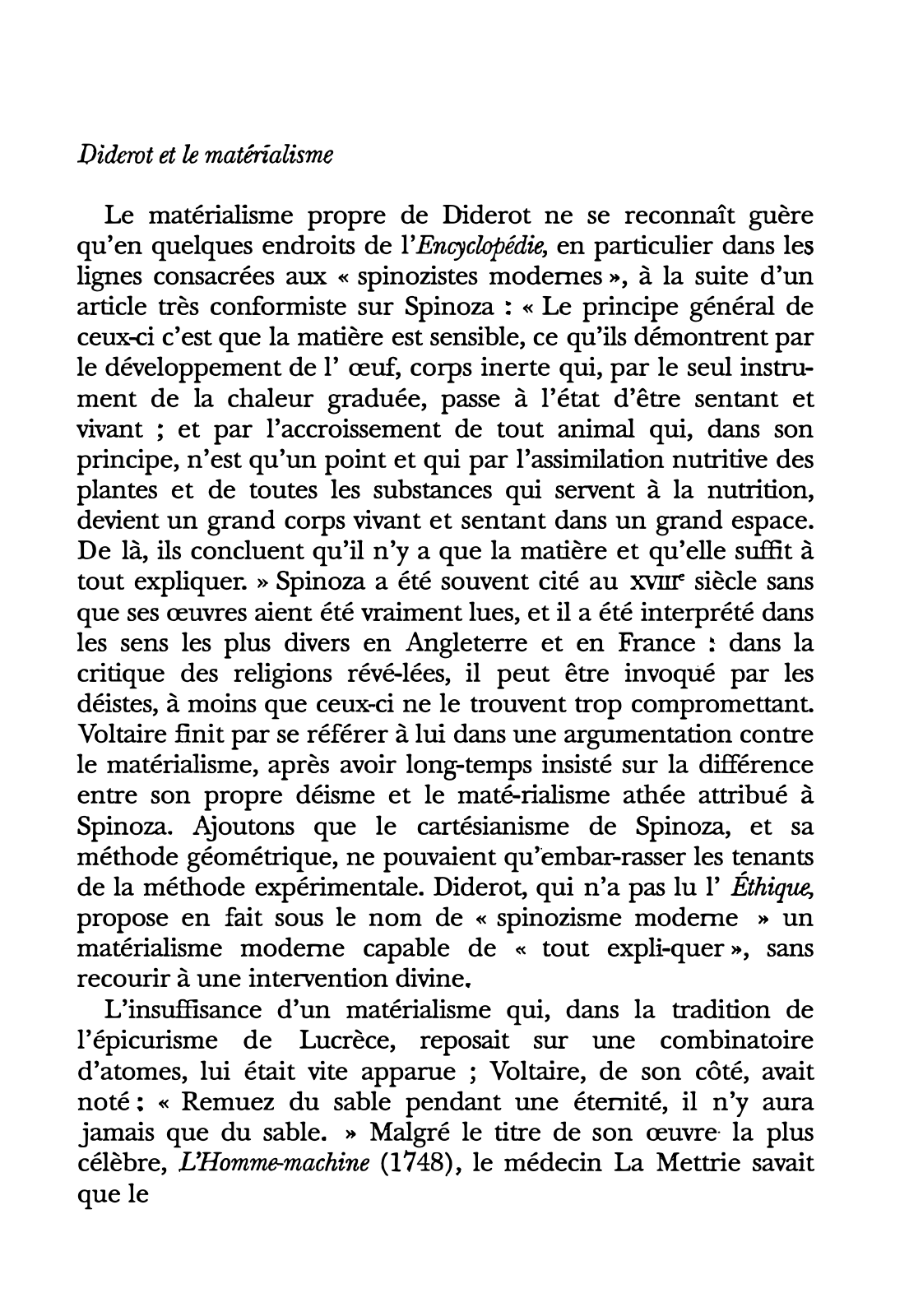 Prévisualisation du document Diderot et matérialisme