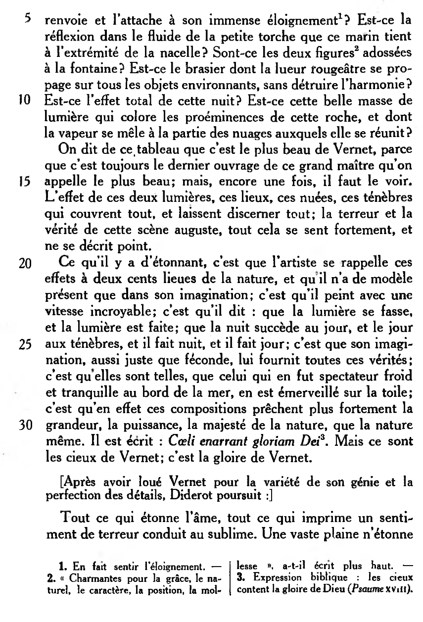 Prévisualisation du document DIDEROT : LE SENTIMENT DE LA NATURE SALON DE 1767 (publié en 1819). Vernet : « Marine ».