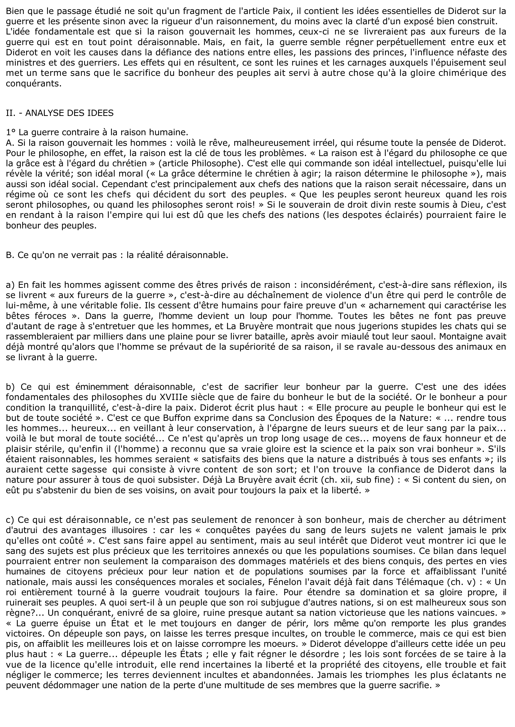 Prévisualisation du document Diderot, l'Encyclopédie, Article Paix  (TEXTE COMMENTÉ)