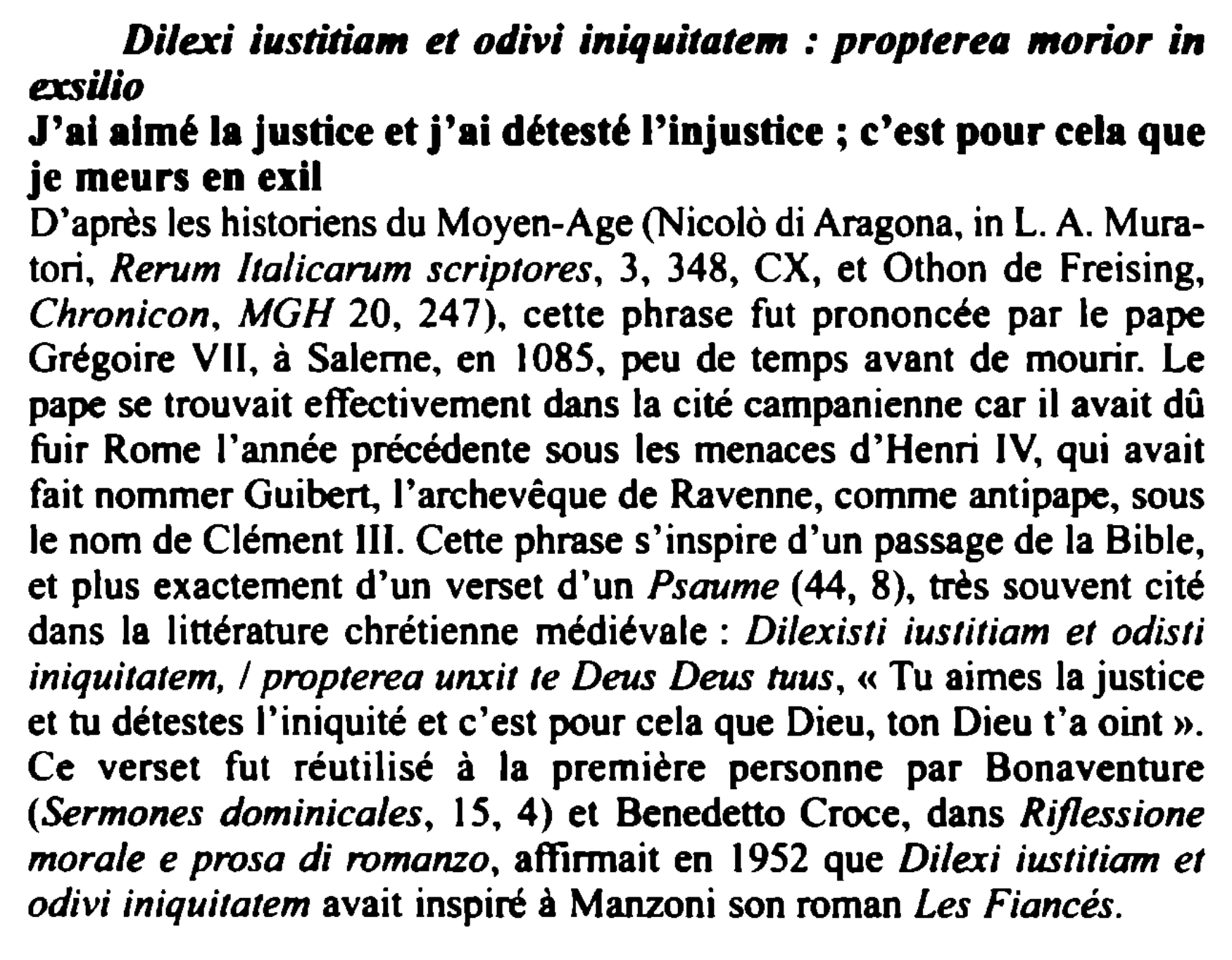 Prévisualisation du document Dilexi iustitiam et odivi iniquitatem : propterea morior in exsilio