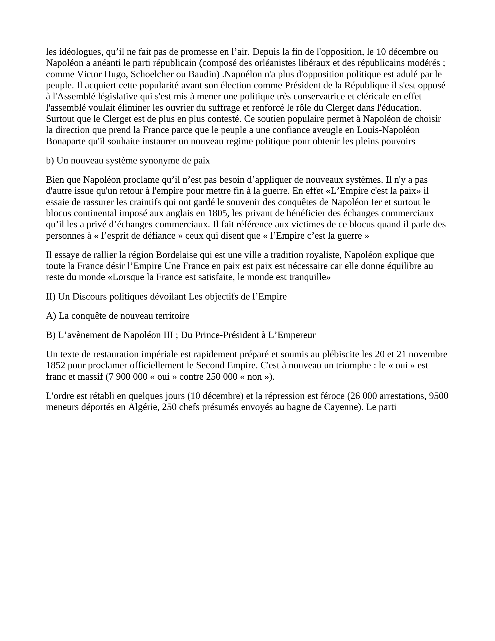 Prévisualisation du document Discours de Bordeaux Napoleon III