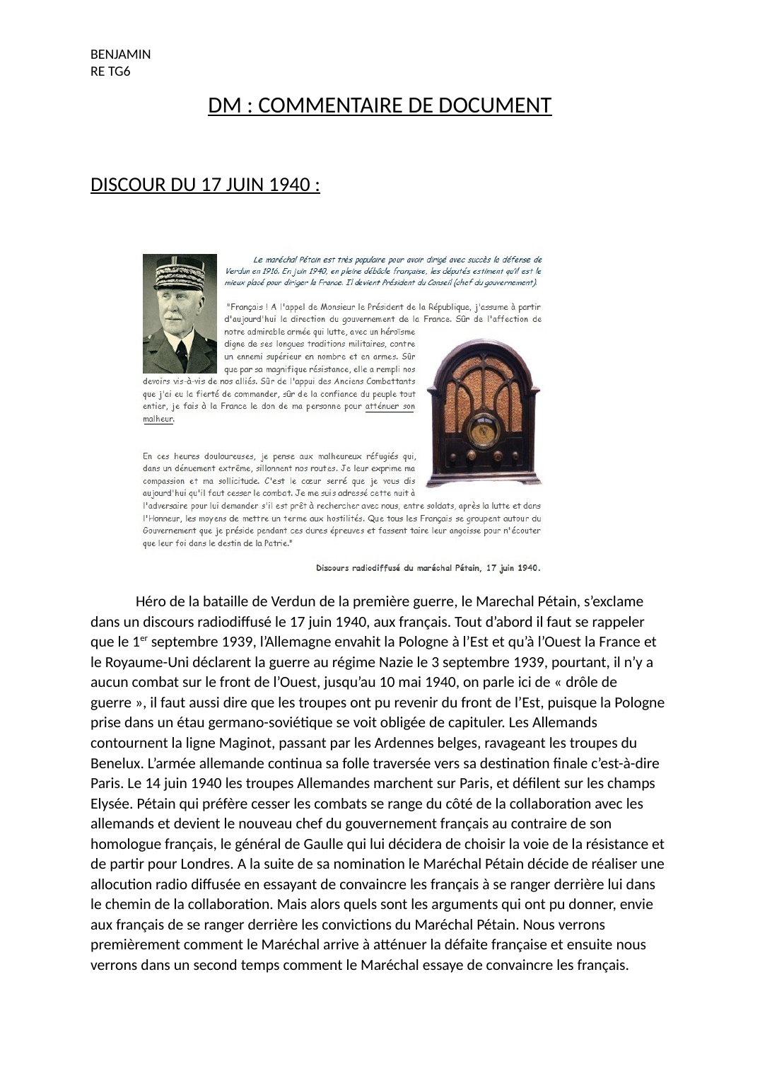 Prévisualisation du document DISCOURS DU 17 JUIN 1940