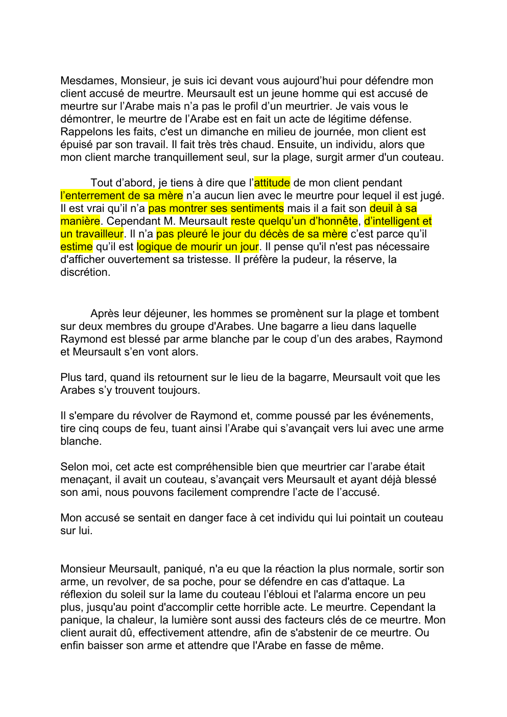 Prévisualisation du document discours procès Meursault plaidoyer