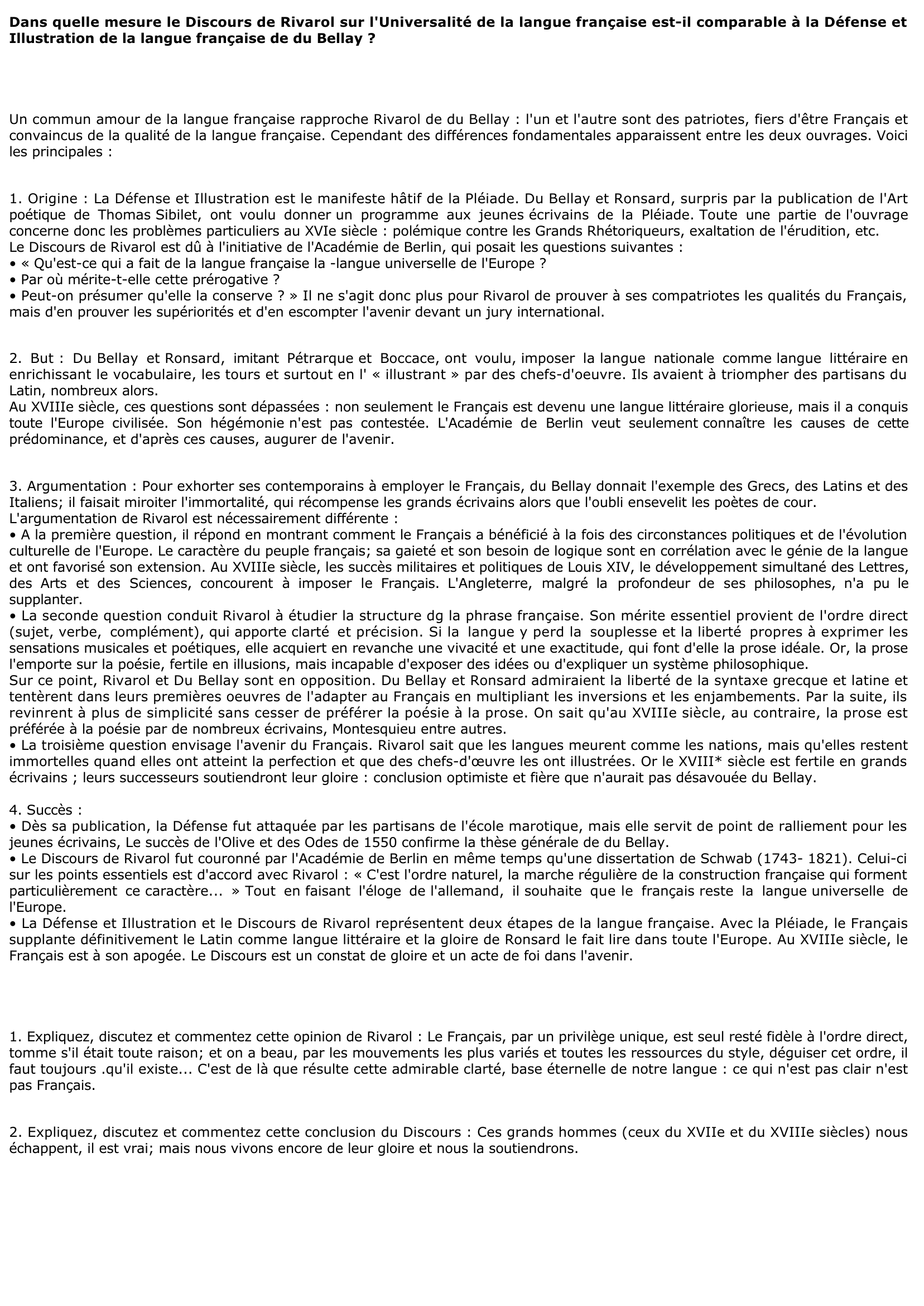 Prévisualisation du document Discours sur l'universalité de LA LANGUE FRANÇAISE, de Rivarol
