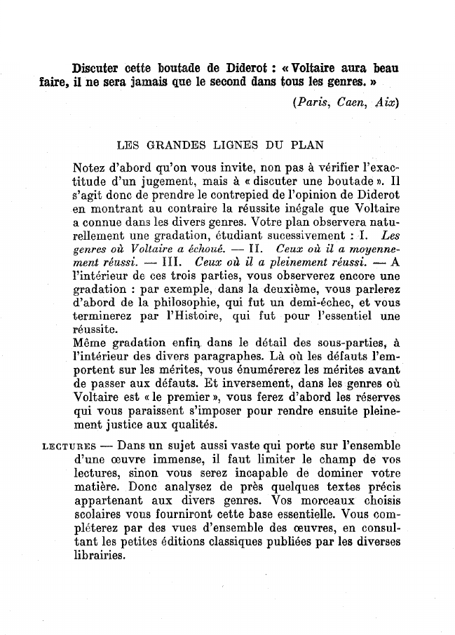 Prévisualisation du document Discuter cette boutade de Diderot: Voltaire aura beau faire, il ne sera jamais que le second dans tous les genres ?