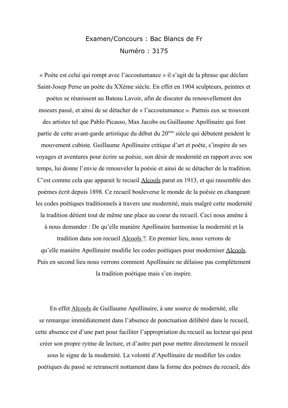 Prévisualisation du document Dissertation Alcools, Apollinaire