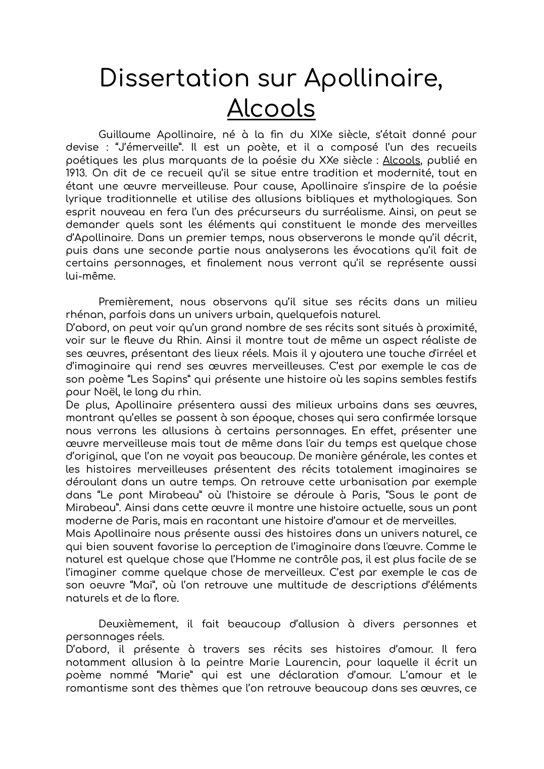Prévisualisation du document Dissertation - Alcools, Guillaume Apollinaire
