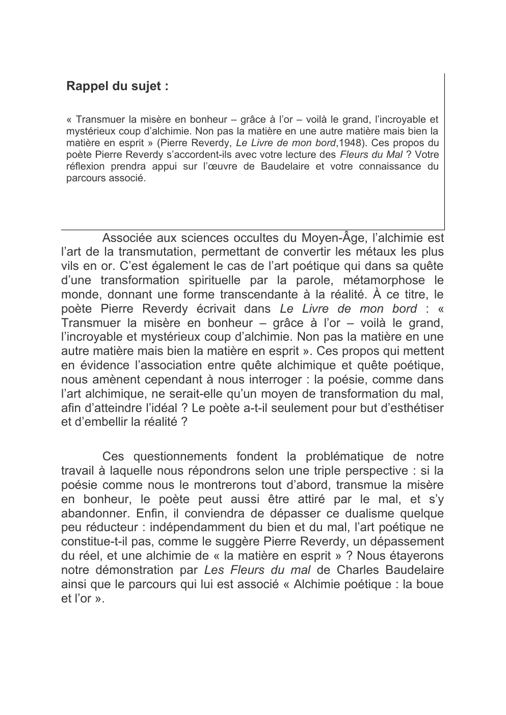 Prévisualisation du document Dissertation Baudelaire