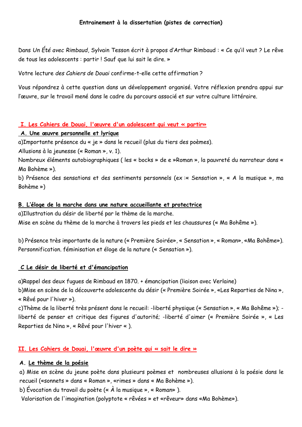 Prévisualisation du document Dissertation Cahiers de Douai Rimbaud