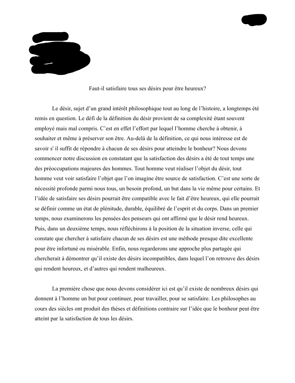 Prévisualisation du document Dissertation de Philosophie: Faut-il satisfaire tous ses désirs pour être heureux?