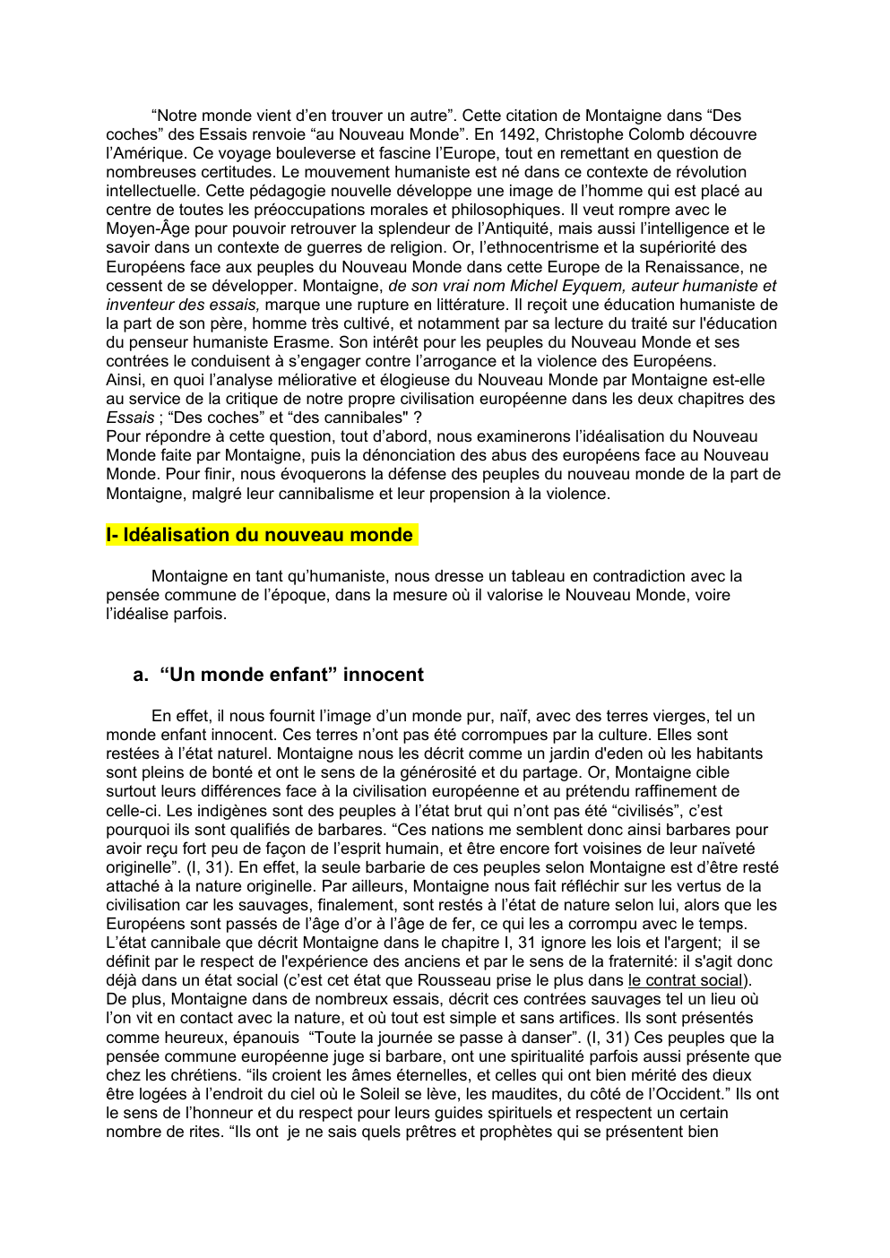 Prévisualisation du document dissertation des cannibales et des coches