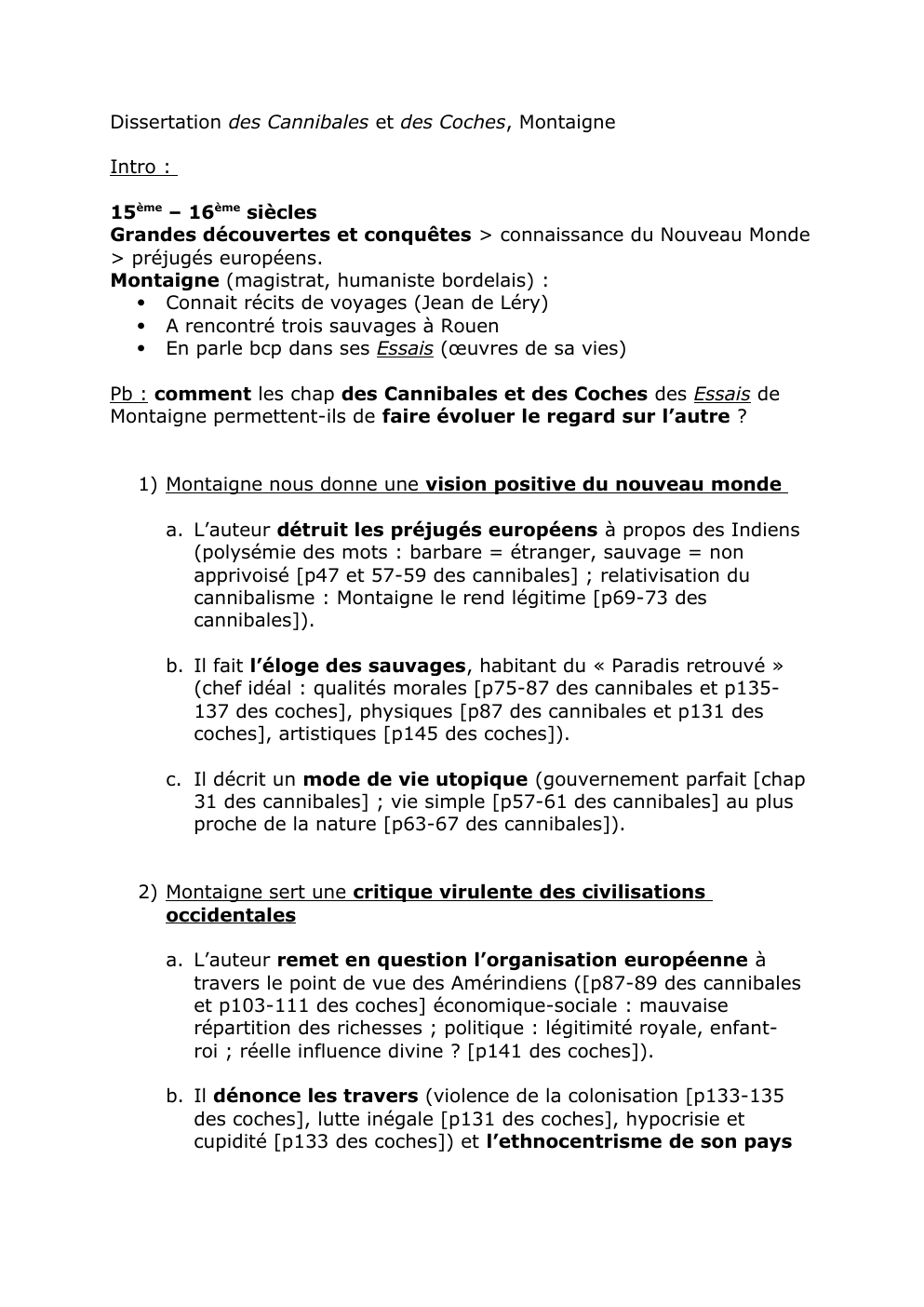 Prévisualisation du document Dissertation des Cannibales et des Coches, Montaigne