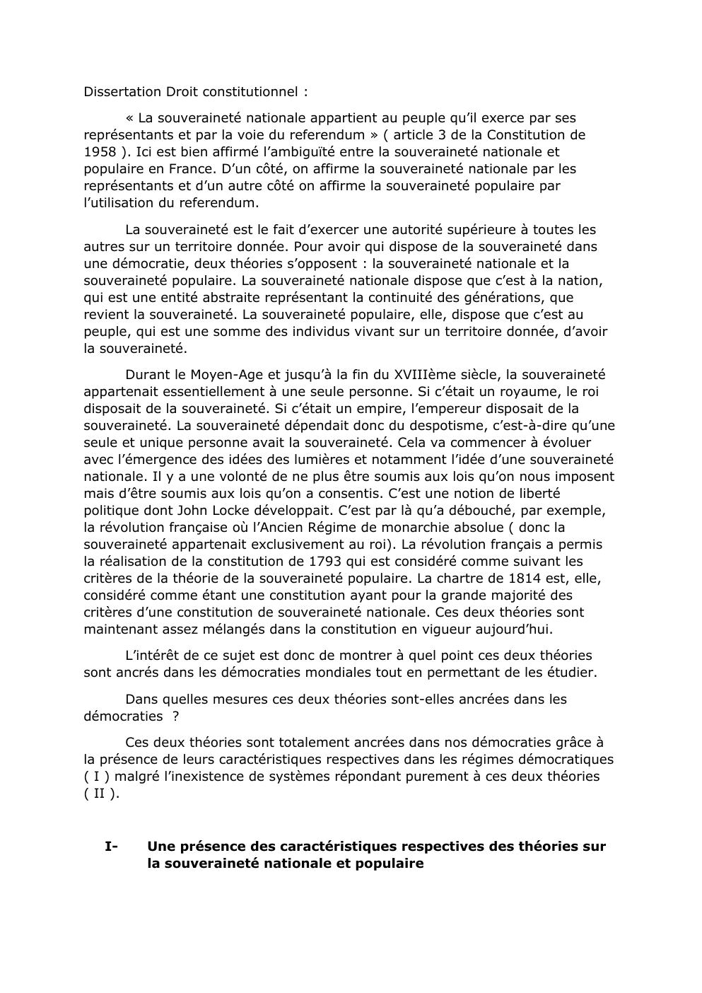 Prévisualisation du document Dissertation Droit constitutionnel