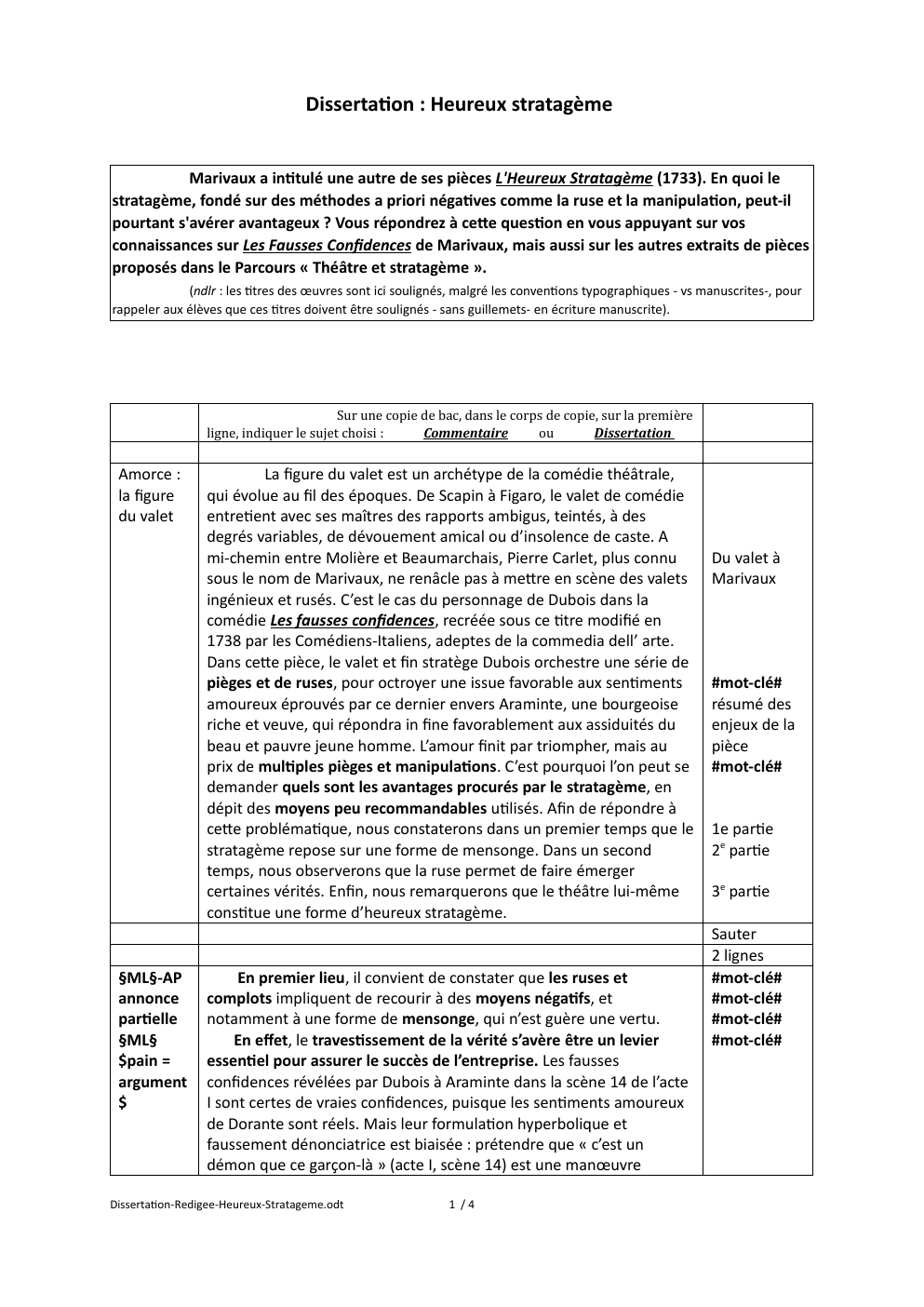 Prévisualisation du document Dissertation entièrement rédigée sur Les Fausses confidences de Marivaux