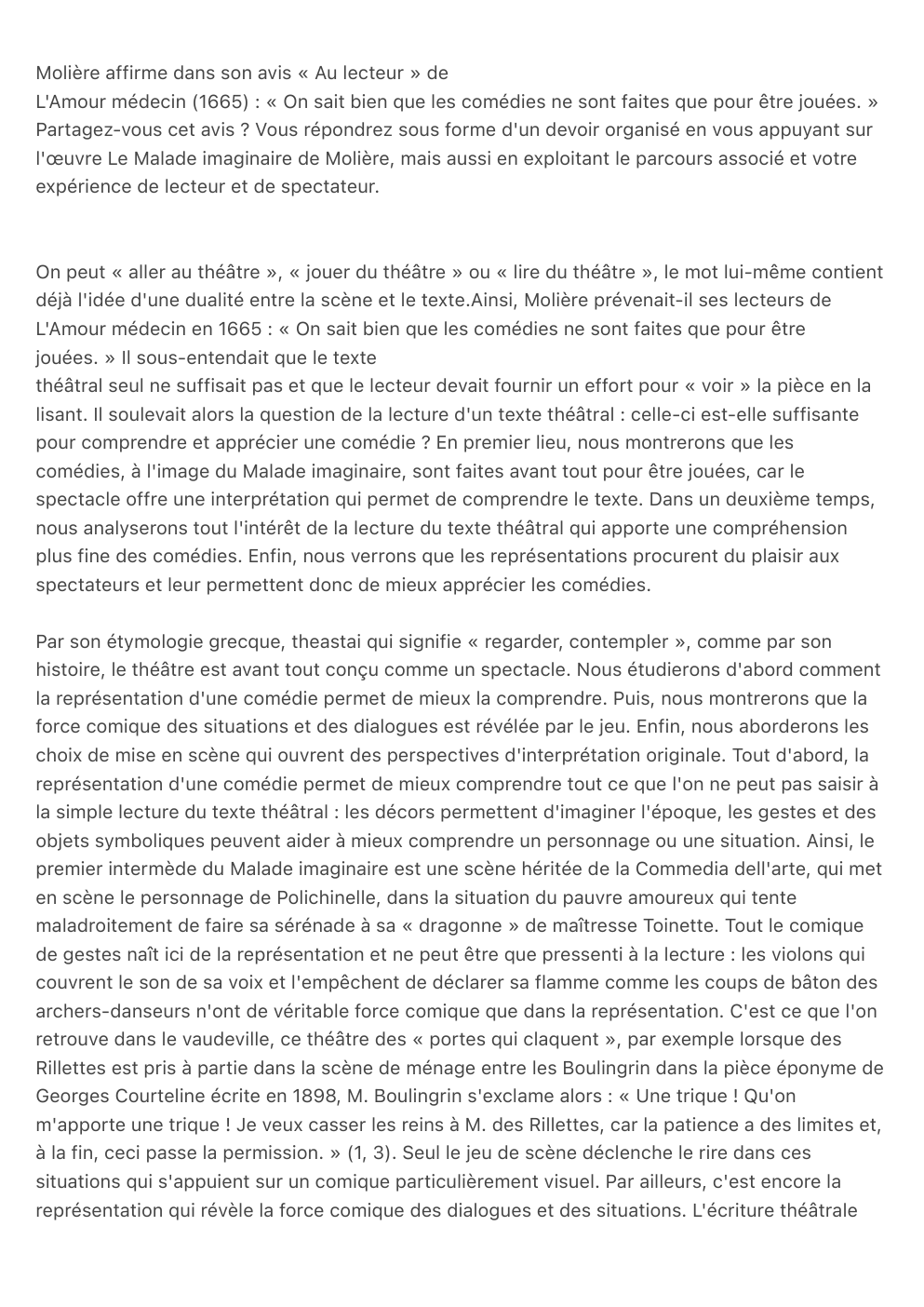 Prévisualisation du document Dissertation français sur le Malade imaginaire