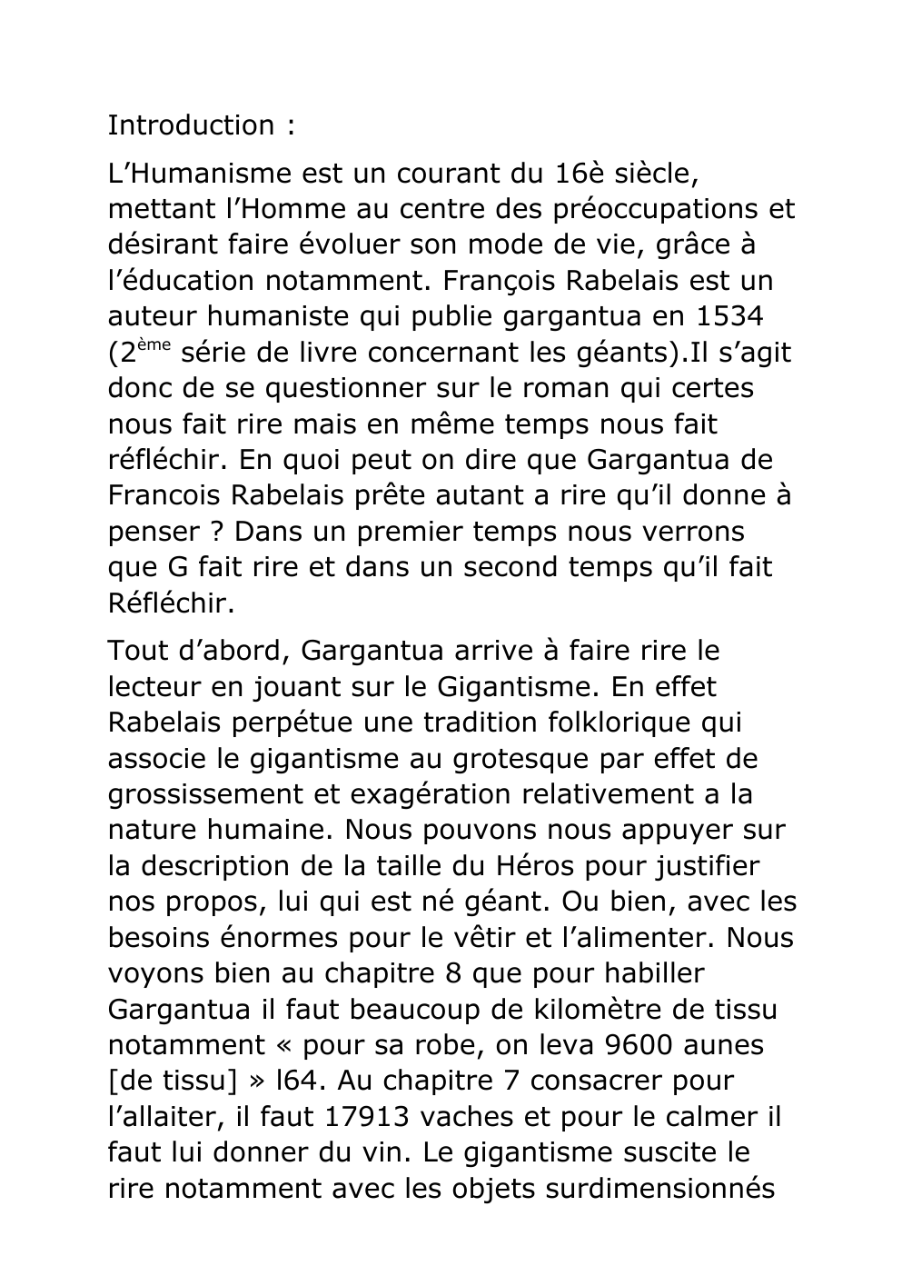 Prévisualisation du document Dissertation Gargantua François Rabelais: rire et penser