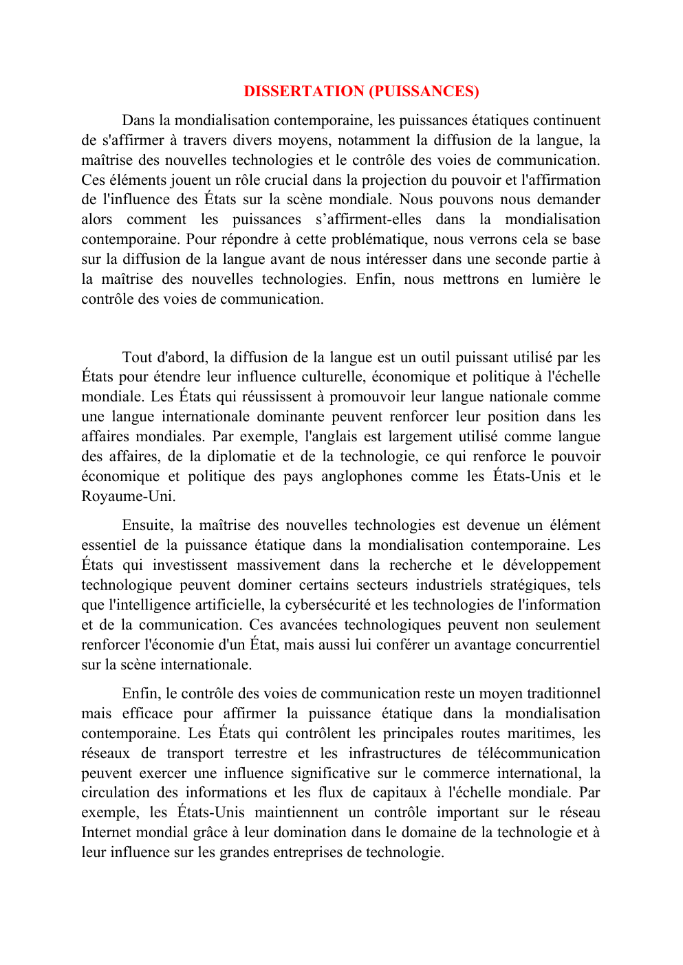 Prévisualisation du document dissertation hggsp DISSERTATION (PUISSANCES)