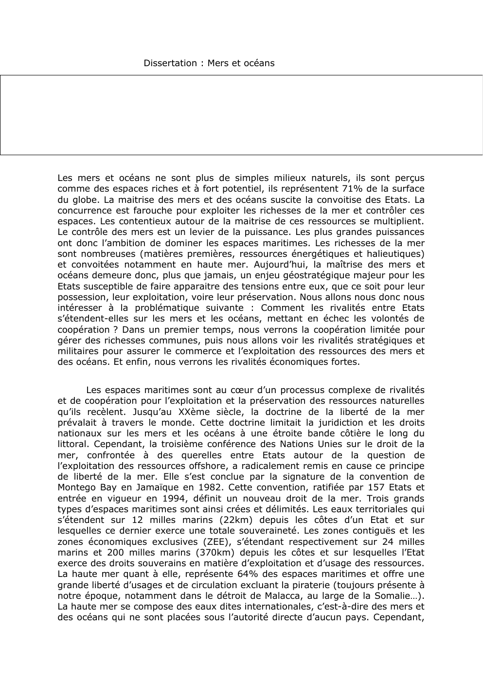 Prévisualisation du document Dissertation HGGSP : Mers et Océans