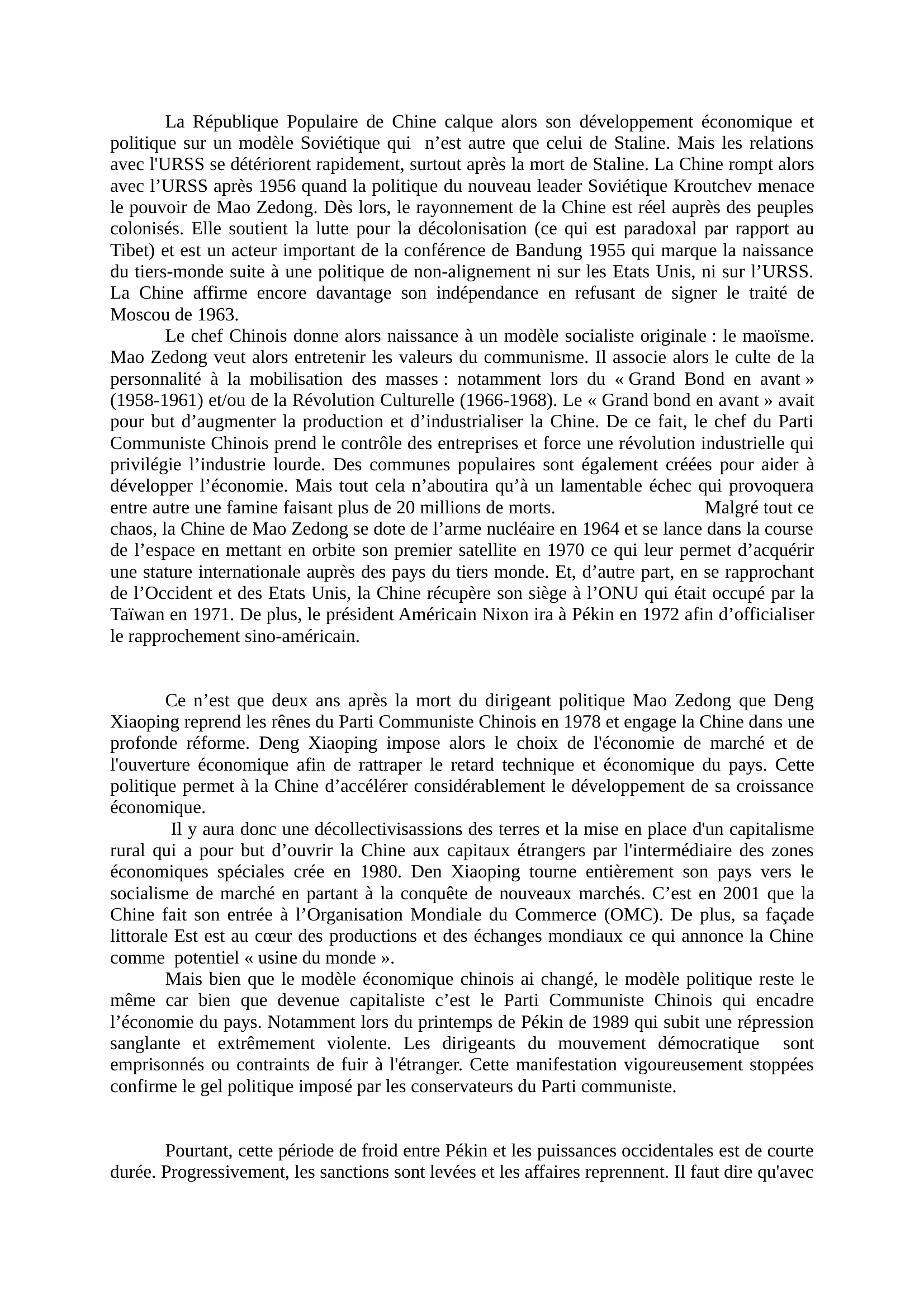 Prévisualisation du document Dissertation la chine depuis 1945