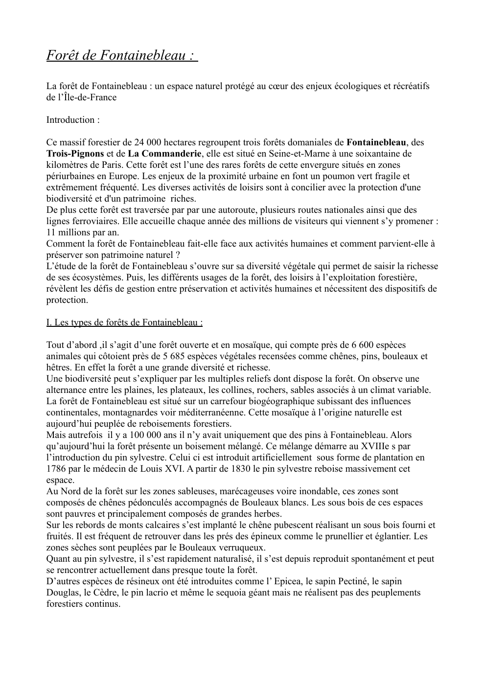 Prévisualisation du document Dissertation la forêt de Fontainbleau