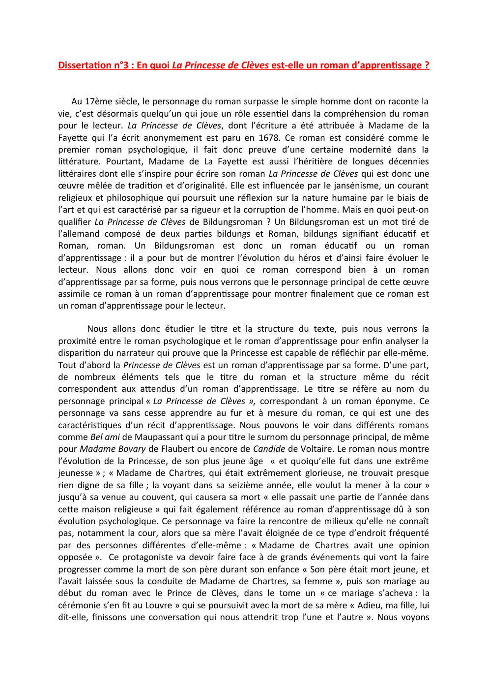Prévisualisation du document Dissertation : La Princesse de Clèves est-elle un roman d'apprentissage ?