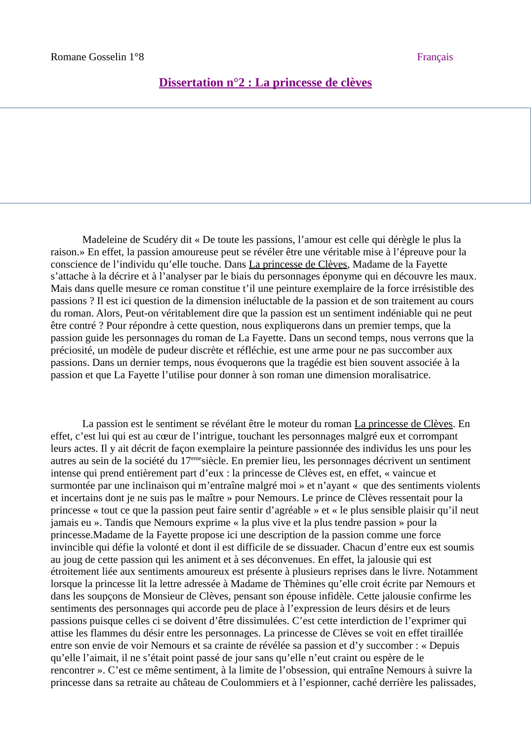 Prévisualisation du document Dissertation la princesse de Clèves: Madeleine de Scudéry