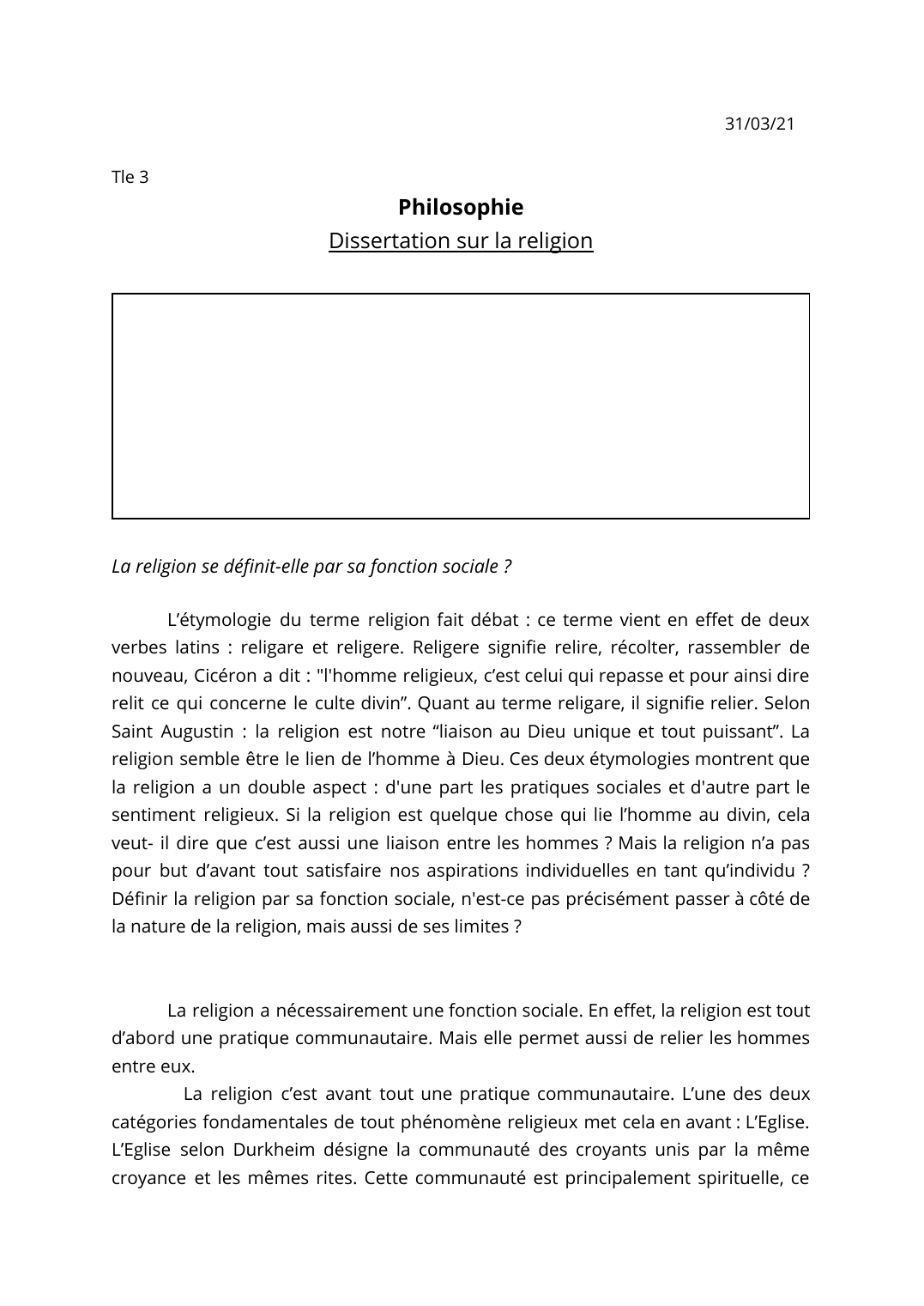 Prévisualisation du document Dissertation : La religion se définit-elle par sa fonction sociale ?