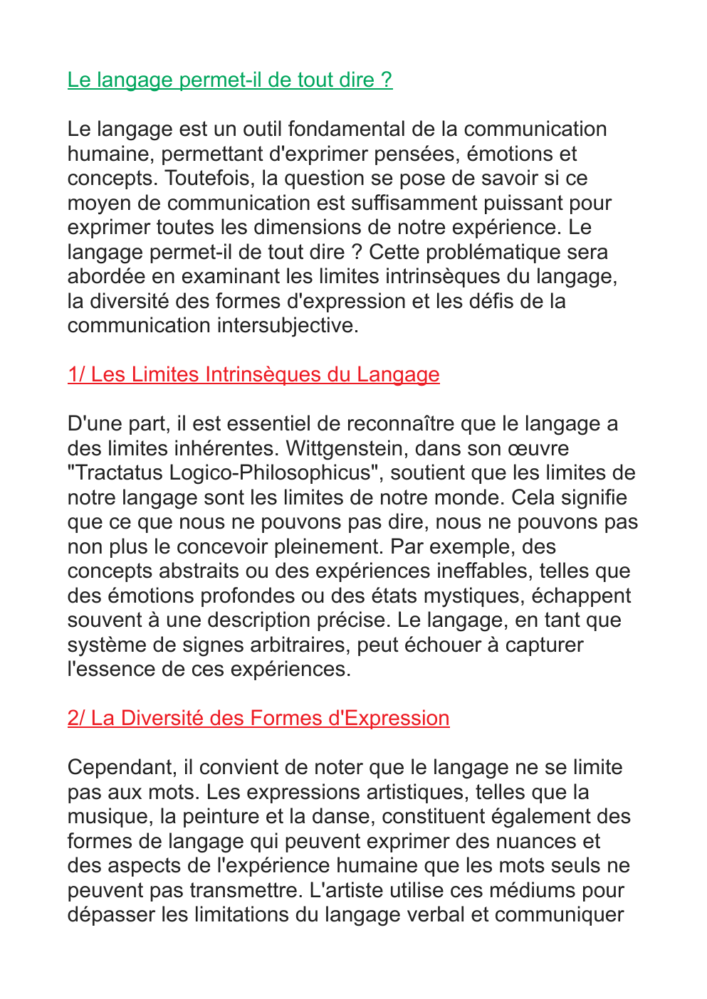 Prévisualisation du document Dissertation langage philosophie Le langage permet-il de tout dire ?