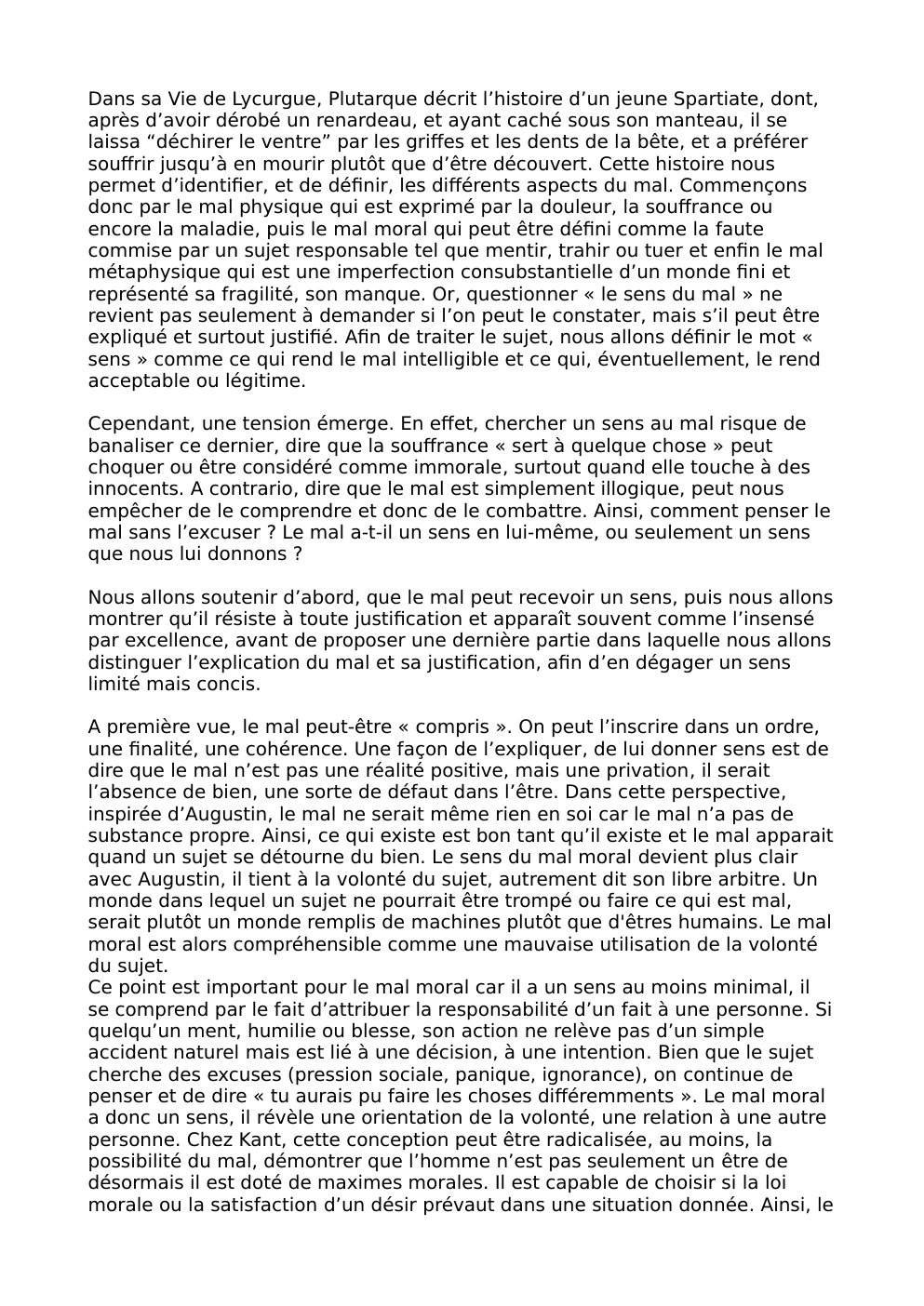 Prévisualisation du document Dissertation « le sens du mal »