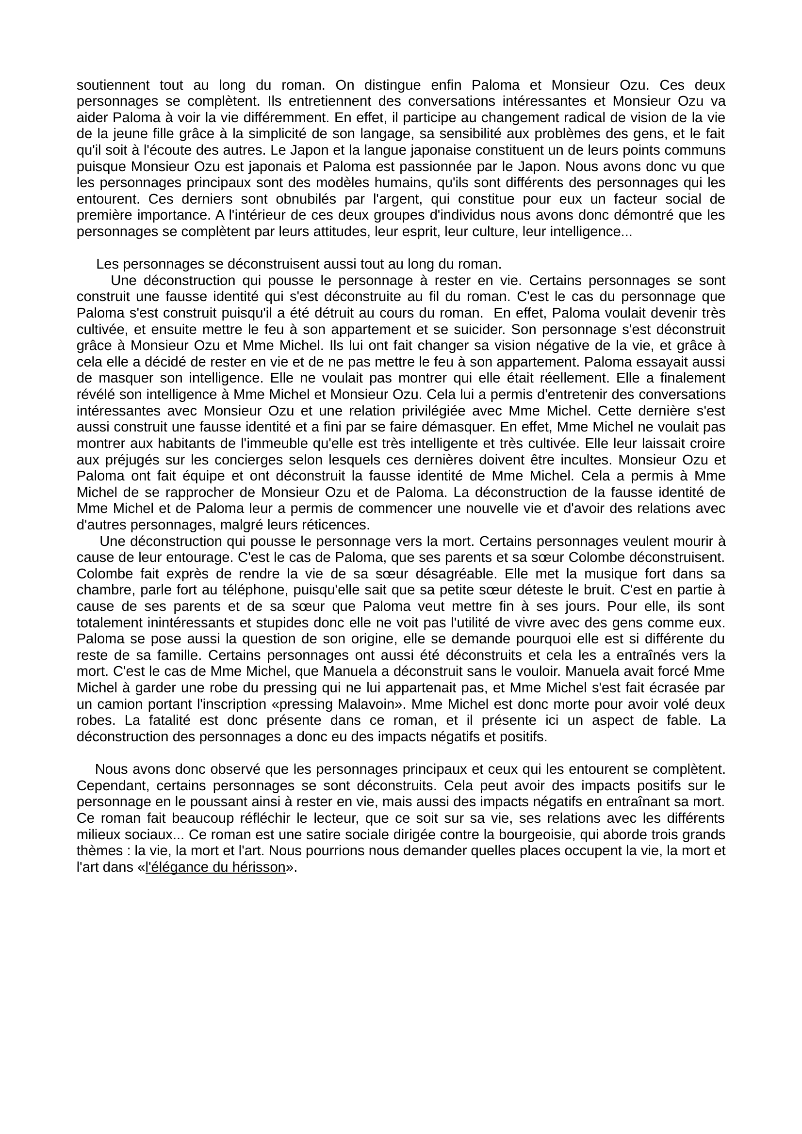 Prévisualisation du document Dissertation : l'élégance du hérisson, de Muriel Barbery