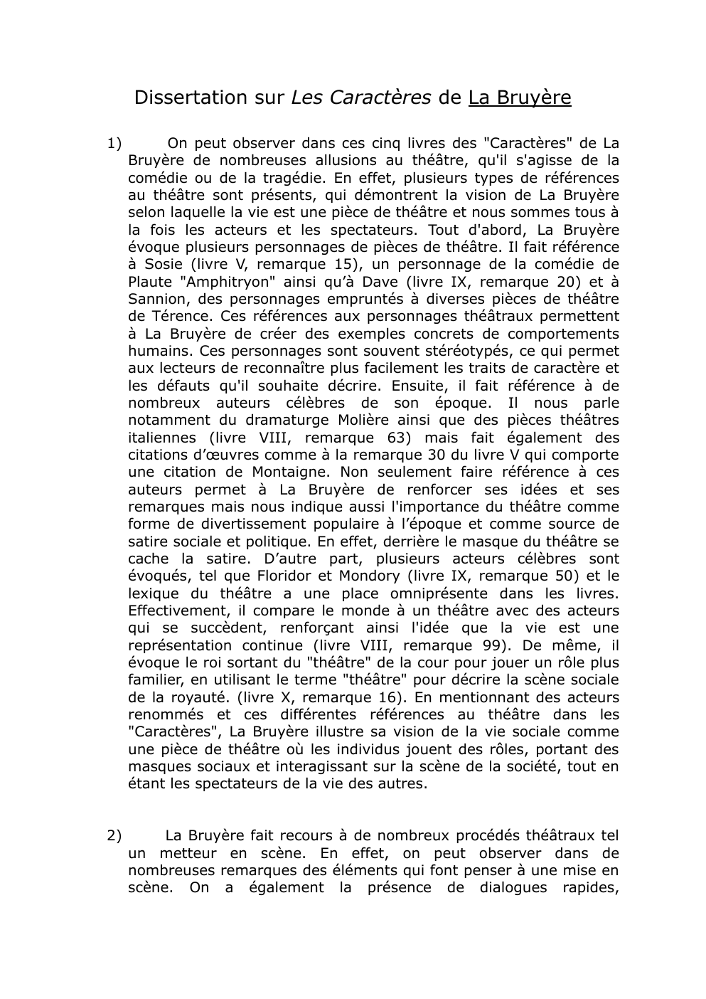 Prévisualisation du document Dissertation Les Caractères