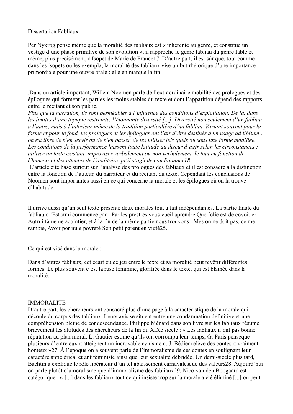 Prévisualisation du document Dissertation Les Fabliaux
